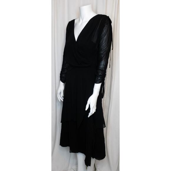 RACHEL COMEY Black Silk Midi 3/4 Ruched Floss Sleeve US 2 - Picture 4 of 13